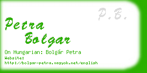 petra bolgar business card